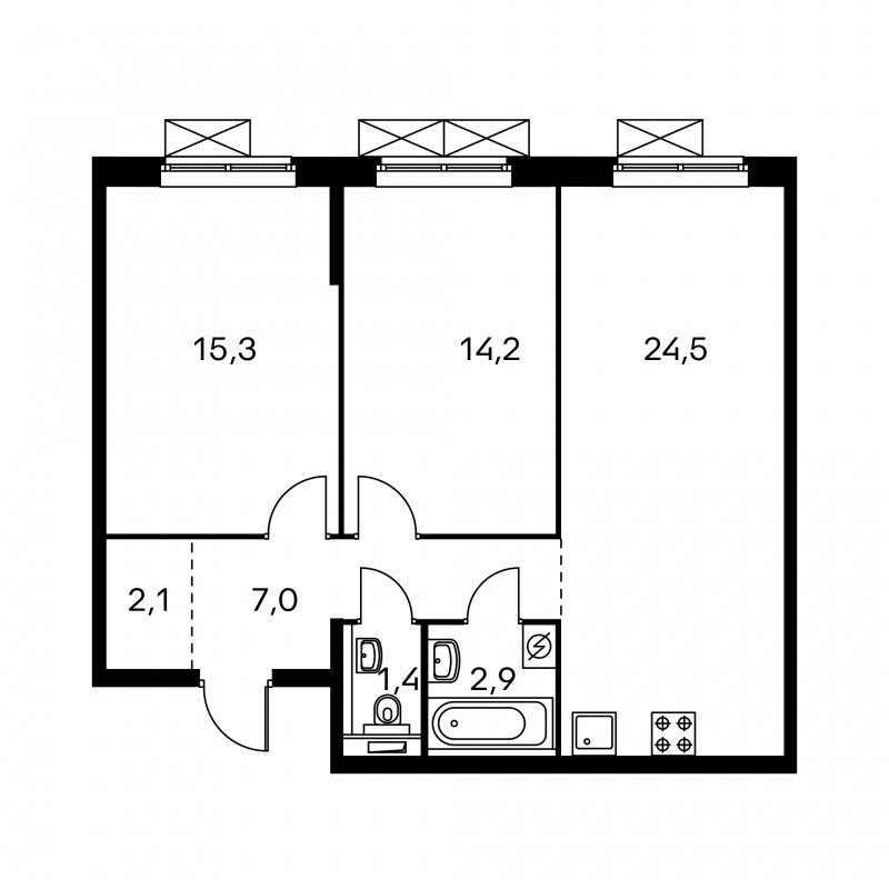 2-комнатная квартира с полной отделкой, 67.7 м2, 14 этаж, сдача 1 квартал 2023 г., ЖК Михайловский парк, корпус 6 - объявление 1522701 - фото №1