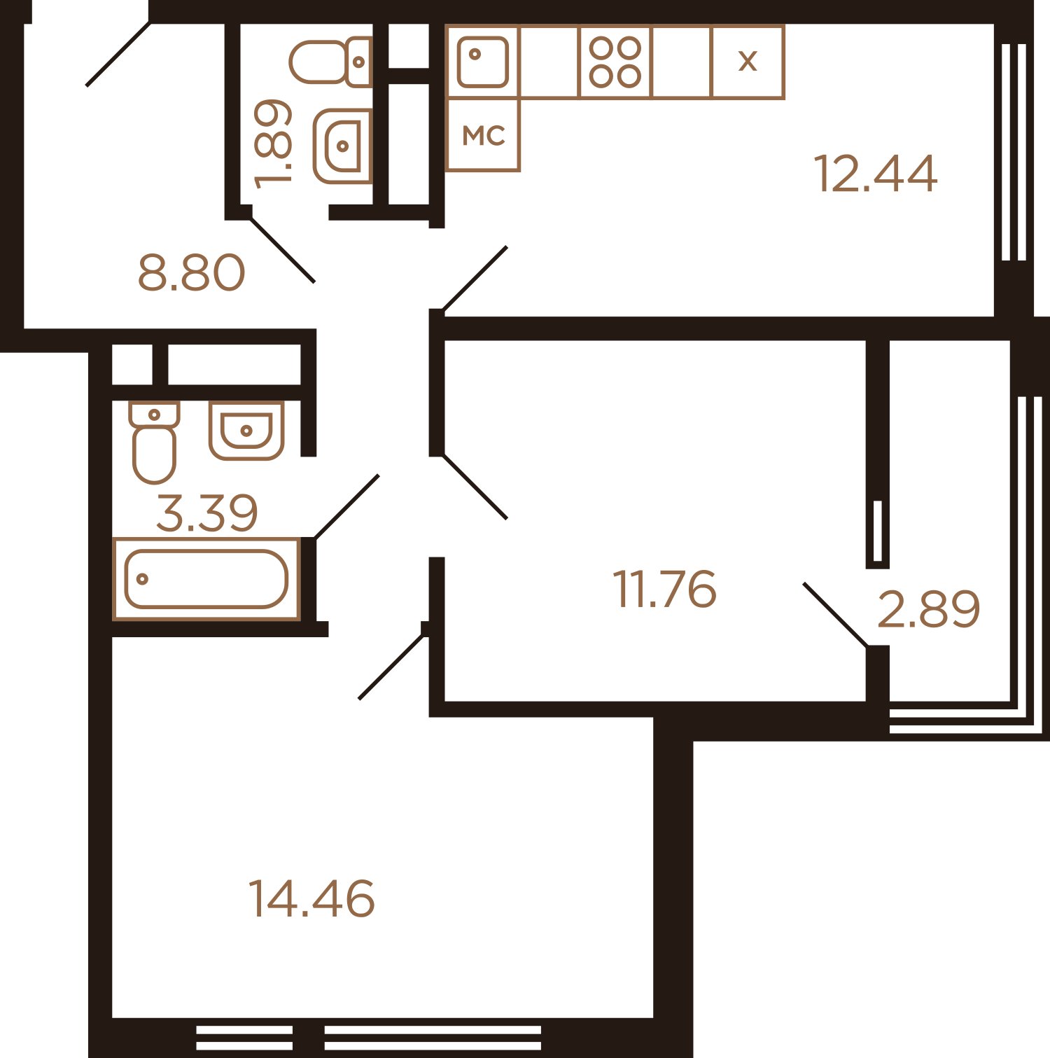 2-комнатная квартира с полной отделкой, 55 м2, 7 этаж, дом сдан, ЖК Миниполис Рафинад, корпус 6 - объявление 2351899 - фото №1