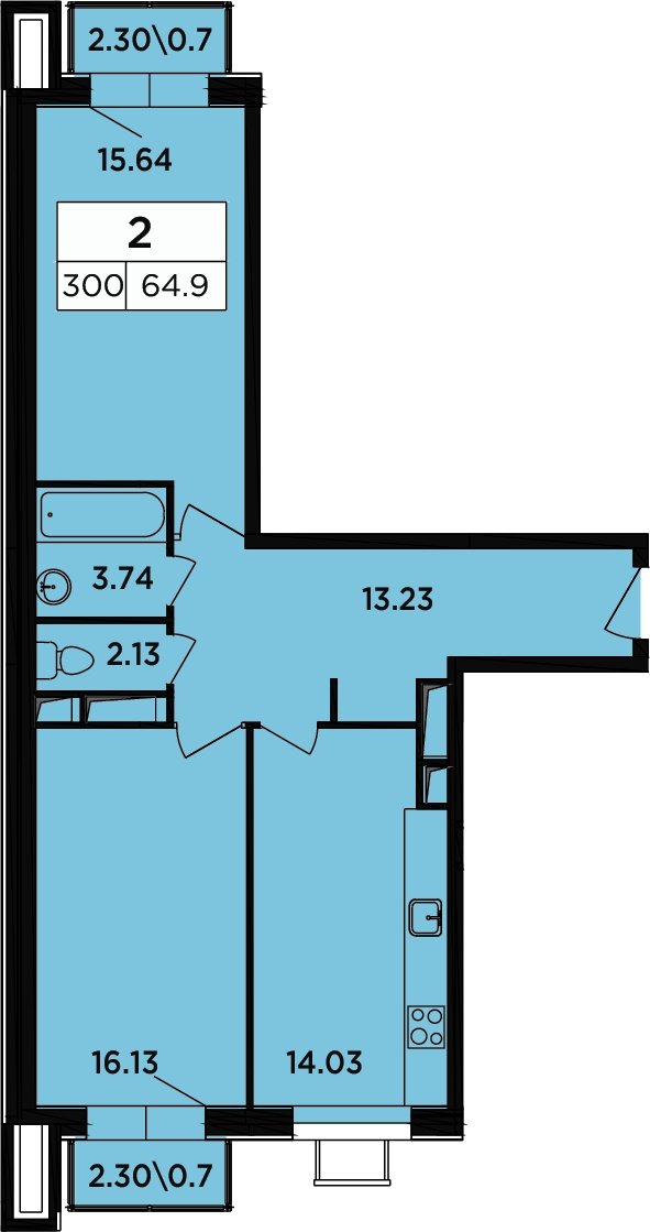 2-комнатные апартаменты 63.2 м2, 14 этаж, дом сдан, ЖК Легендарный Квартал на Березовой  аллее, корпус 5 - объявление 2335714 - фото №1