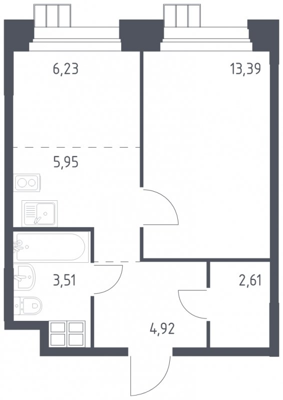 2-комнатные апартаменты с полной отделкой, 36.61 м2, 3 этаж, сдача 1 квартал 2023 г., ЖК Тропарево Парк, корпус 1.1 - объявление 1643817 - фото №1