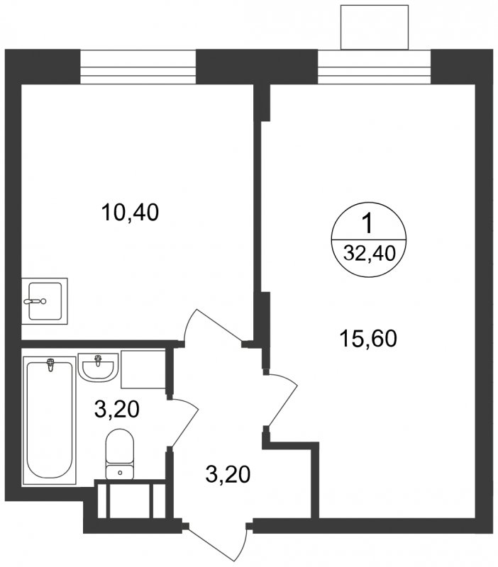 1-комнатные апартаменты с полной отделкой, 32.4 м2, 15 этаж, дом сдан, ЖК Люберцы, корпус 65 - объявление 1566860 - фото №1