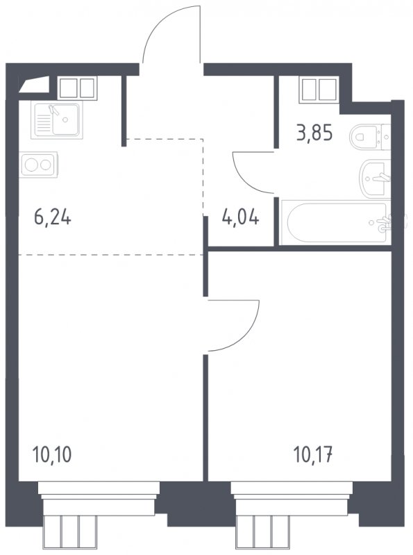 2-комнатные апартаменты с полной отделкой, 34.4 м2, 10 этаж, сдача 1 квартал 2023 г., ЖК Тропарево Парк, корпус 1.1 - объявление 1539268 - фото №1