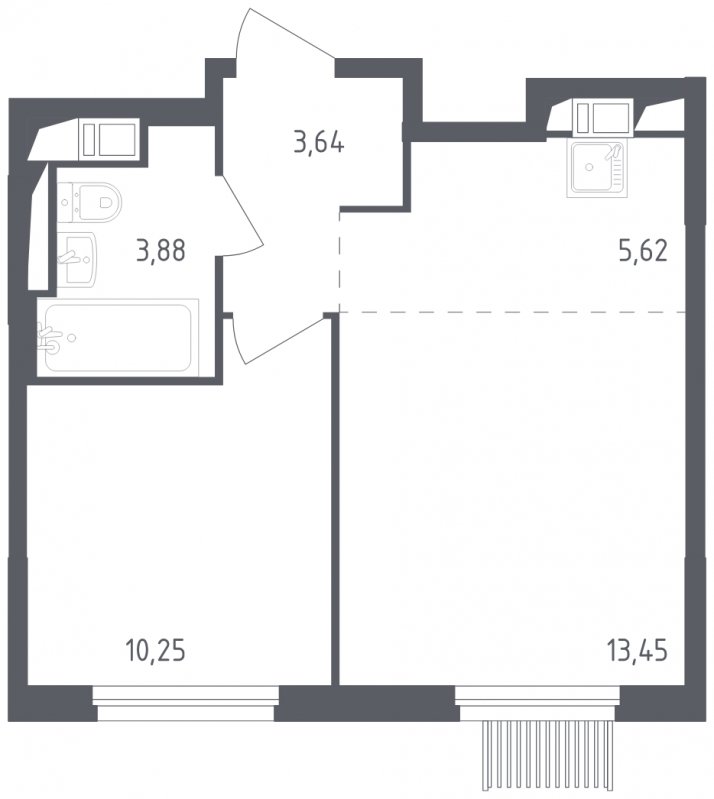 2-комнатная квартира с полной отделкой, 36.84 м2, 15 этаж, сдача 2 квартал 2023 г., ЖК Мытищи Парк, корпус 1 - объявление 1522028 - фото №1