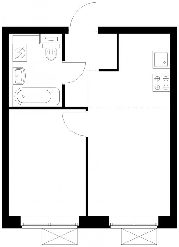 2-комнатная квартира (евро) с полной отделкой, 32.2 м2, 18 этаж, сдача 4 квартал 2024 г., ЖК Саларьево Парк, корпус 66 - объявление 1880892 - фото №1