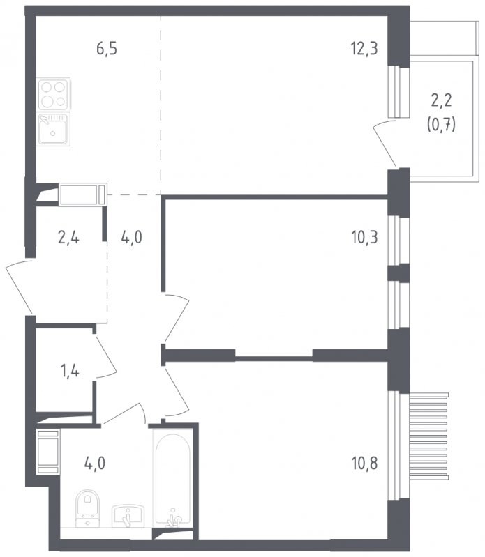 3-комнатная квартира с полной отделкой, 52.4 м2, 6 этаж, сдача 2 квартал 2025 г., ЖК Мытищи Парк, корпус 4 - объявление 1848252 - фото №1