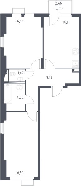 2-комнатная квартира с полной отделкой, 61.4 м2, 7 этаж, сдача 4 квартал 2024 г., ЖК Остафьево, корпус 16 - объявление 2064359 - фото №1