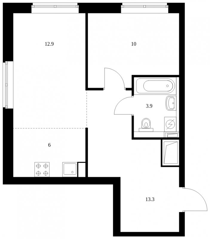 2-комнатная квартира с полной отделкой, 46.1 м2, 1 этаж, сдача 1 квартал 2023 г., ЖК Одинцово-1, корпус 1.19.2 - объявление 1522459 - фото №1