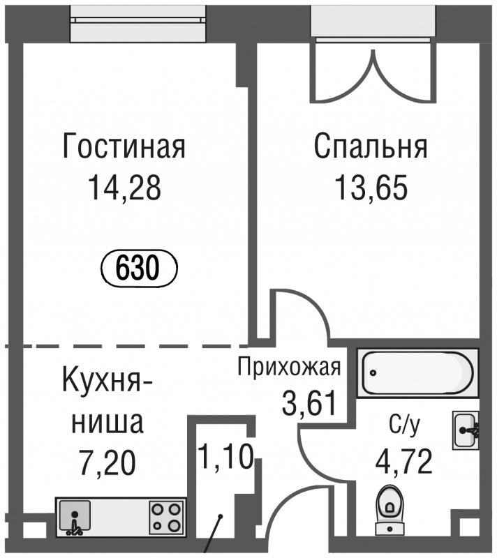2-комнатная квартира (евро) с частичной отделкой, 44.56 м2, 2 этаж, сдача 3 квартал 2023 г., ЖК AFI Park Воронцовский, корпус 1 - объявление 1637141 - фото №1