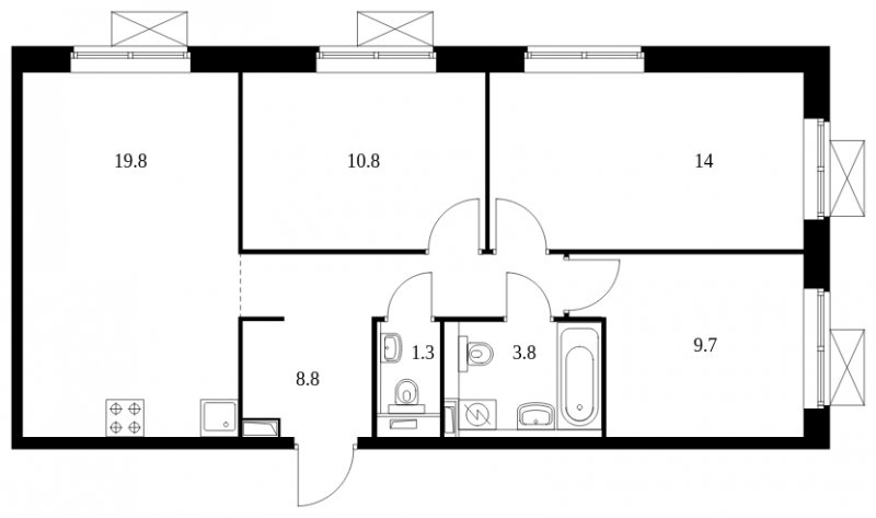 3-комнатная квартира с полной отделкой, 68.2 м2, 13 этаж, сдача 2 квартал 2023 г., ЖК Большая Академическая 85, корпус 1.3 - объявление 1550268 - фото №1