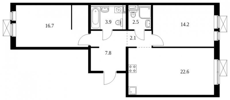2-комнатная квартира с полной отделкой, 69.1 м2, 11 этаж, сдача 4 квартал 2023 г., ЖК Саларьево Парк, корпус 48.4 - объявление 1931019 - фото №1