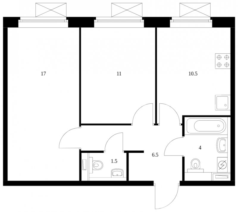 2-комнатная квартира 50.5 м2, 3 этаж, дом сдан, ЖК Восточное Бутово, корпус 18 - объявление 1958363 - фото №1