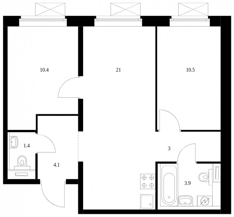 2-комнатная квартира с полной отделкой, 54.3 м2, 7 этаж, сдача 3 квартал 2024 г., ЖК Люблинский парк, корпус 15 - объявление 1653305 - фото №1