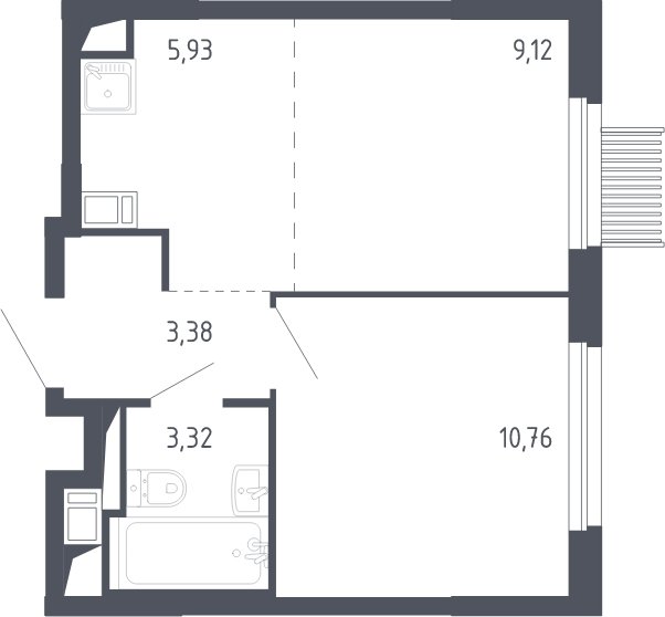 2-комнатная квартира с полной отделкой, 32.5 м2, 14 этаж, сдача 3 квартал 2023 г., ЖК Мытищи Парк, корпус 2 - объявление 2066467 - фото №1