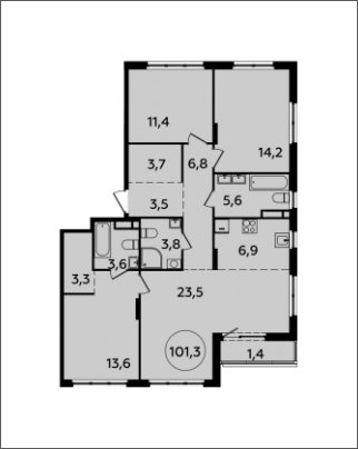 4-комнатная квартира (евро) с полной отделкой, 101.3 м2, 6 этаж, сдача 4 квартал 2023 г., ЖК Испанские кварталы, корпус 8.2 - объявление 1633558 - фото №1