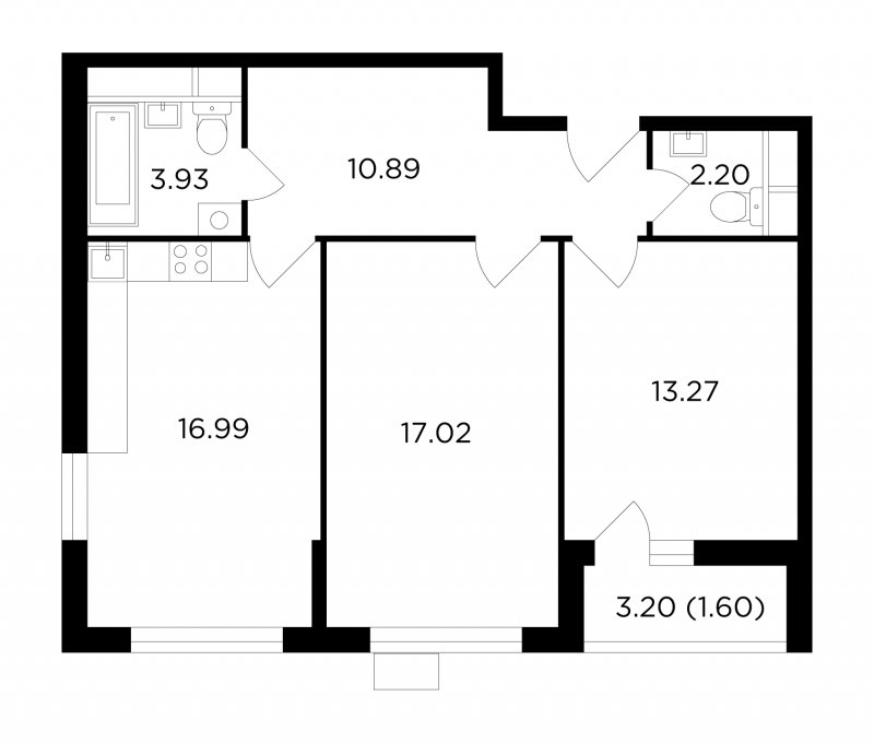 2-комнатная квартира без отделки, 65.9 м2, 5 этаж, сдача 4 квартал 2022 г., ЖК VESNA, корпус 4.1 - объявление 1936518 - фото №1