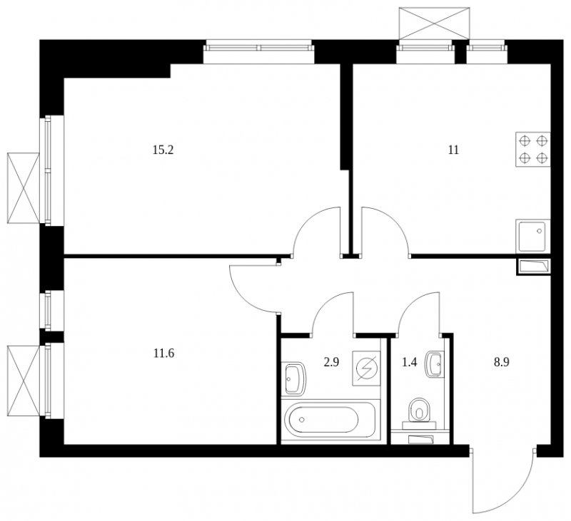 2-комнатная квартира с полной отделкой, 51 м2, 33 этаж, сдача 3 квартал 2023 г., ЖК Мичуринский парк, корпус 1.6 - объявление 1681202 - фото №1
