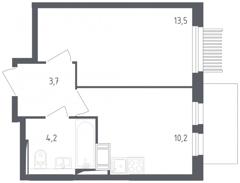 1-комнатная квартира с полной отделкой, 31.6 м2, 12 этаж, сдача 2 квартал 2025 г., ЖК Мытищи Парк, корпус 4 - объявление 1823411 - фото №1