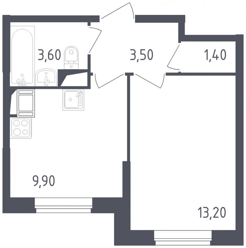 1-комнатная квартира с полной отделкой, 31.6 м2, 10 этаж, сдача 3 квартал 2023 г., ЖК Квартал Некрасовка, корпус 2 - объявление 1593824 - фото №1