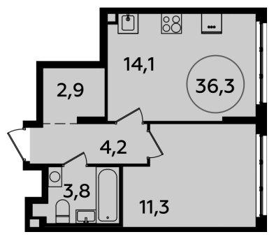 1-комнатная квартира с полной отделкой, 36.3 м2, 2 этаж, сдача 4 квартал 2023 г., ЖК Испанские кварталы, корпус 8.1 - объявление 1633377 - фото №1