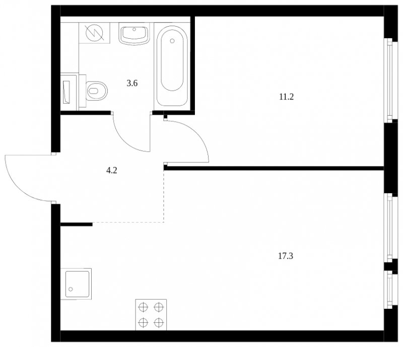 1-комнатная квартира с полной отделкой, 36.3 м2, 2 этаж, сдача 2 квартал 2024 г., ЖК Митинский лес, корпус 1.3 - объявление 1763006 - фото №1