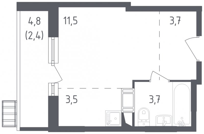 Студия с полной отделкой, 24.8 м2, 3 этаж, сдача 3 квартал 2022 г., ЖК Алхимово, корпус 4 - объявление 1695348 - фото №1