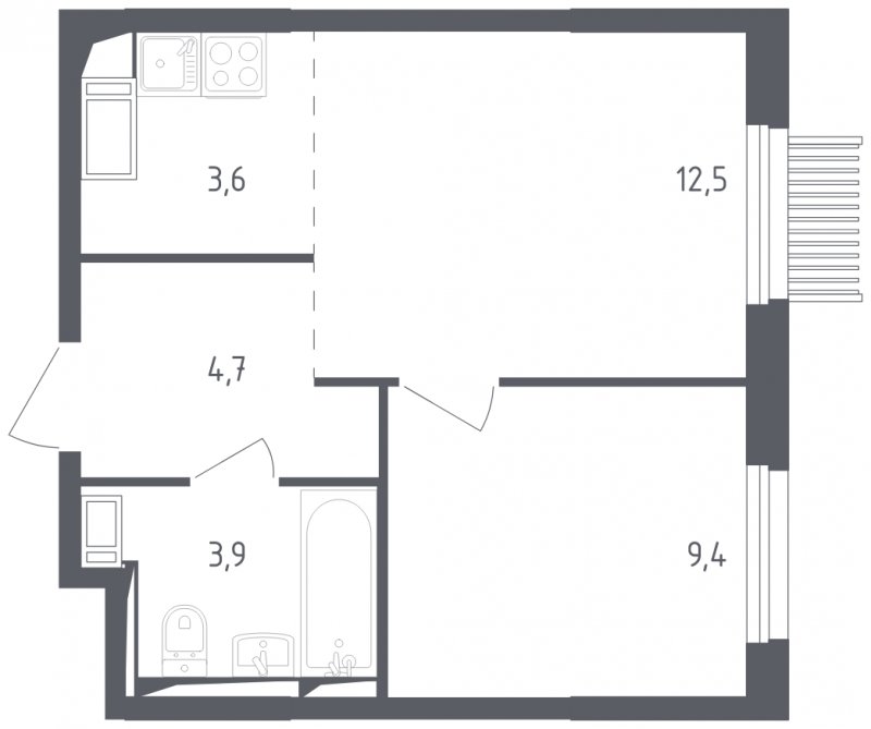 2-комнатная квартира с полной отделкой, 34.1 м2, 17 этаж, сдача 2 квартал 2025 г., ЖК Мытищи Парк, корпус 4 - объявление 1823628 - фото №1