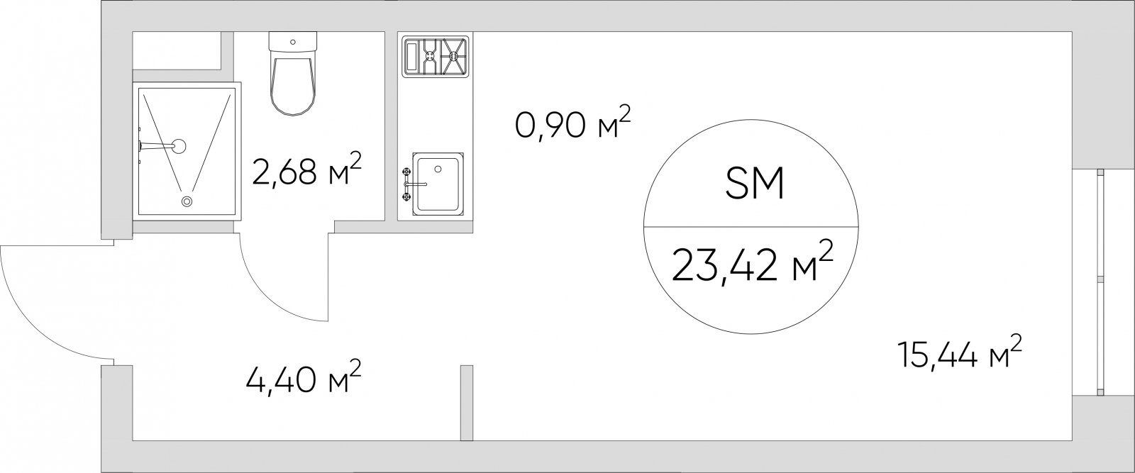 Студия без отделки, 23.42 м2, 5 этаж, дом сдан, ЖК N'ICE LOFT, корпус 1 - объявление 2406289 - фото №1