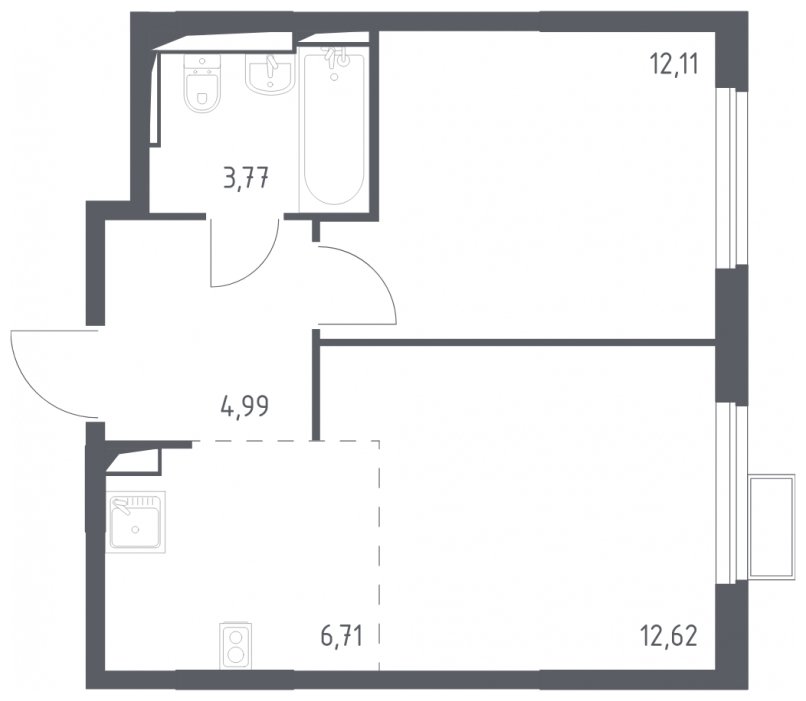 2-комнатная квартира (евро) с полной отделкой, 40.2 м2, 4 этаж, сдача 4 квартал 2024 г., ЖК Остафьево, корпус 13 - объявление 2067845 - фото №1