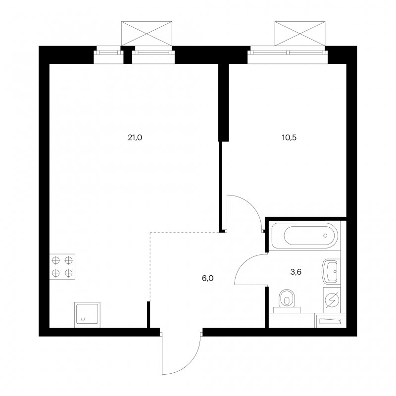1-комнатная квартира с полной отделкой, 41.1 м2, 24 этаж, сдача 4 квартал 2022 г., ЖК Большая Очаковская 2, корпус 1.2 - объявление 1549708 - фото №1
