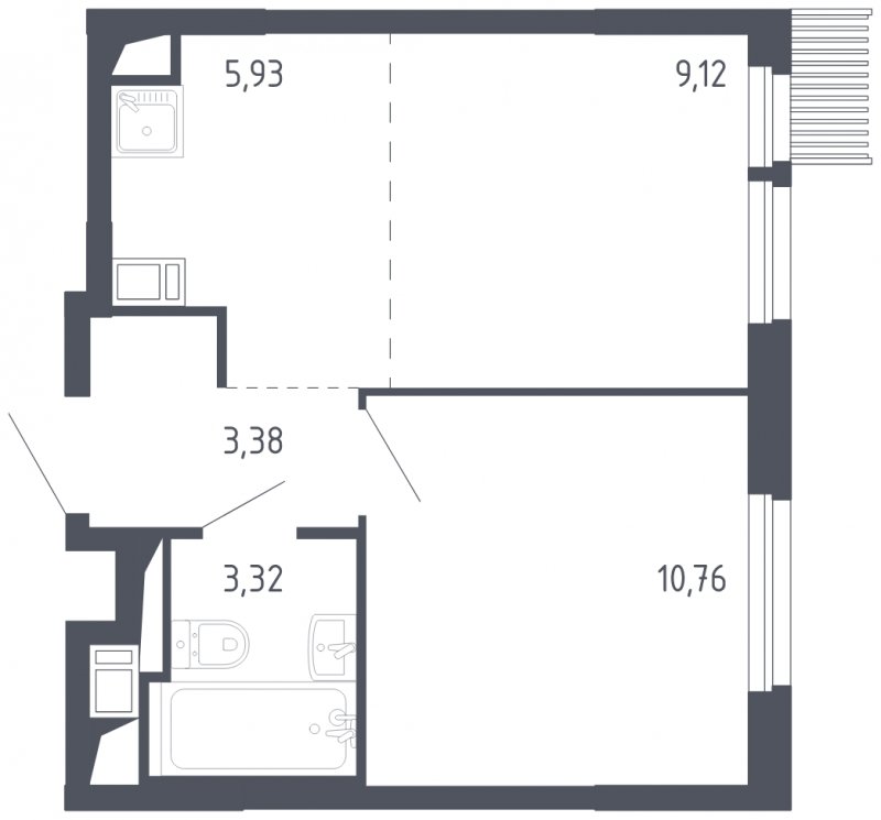 2-комнатная квартира с полной отделкой, 32.51 м2, 13 этаж, сдача 3 квартал 2023 г., ЖК Мытищи Парк, корпус 2 - объявление 1568770 - фото №1