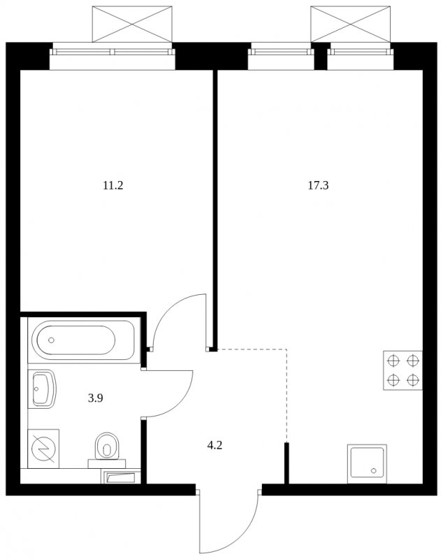 1-комнатная квартира с полной отделкой, 36.6 м2, 12 этаж, сдача 4 квартал 2023 г., ЖК Новохохловская 15, корпус 3 - объявление 1558693 - фото №1