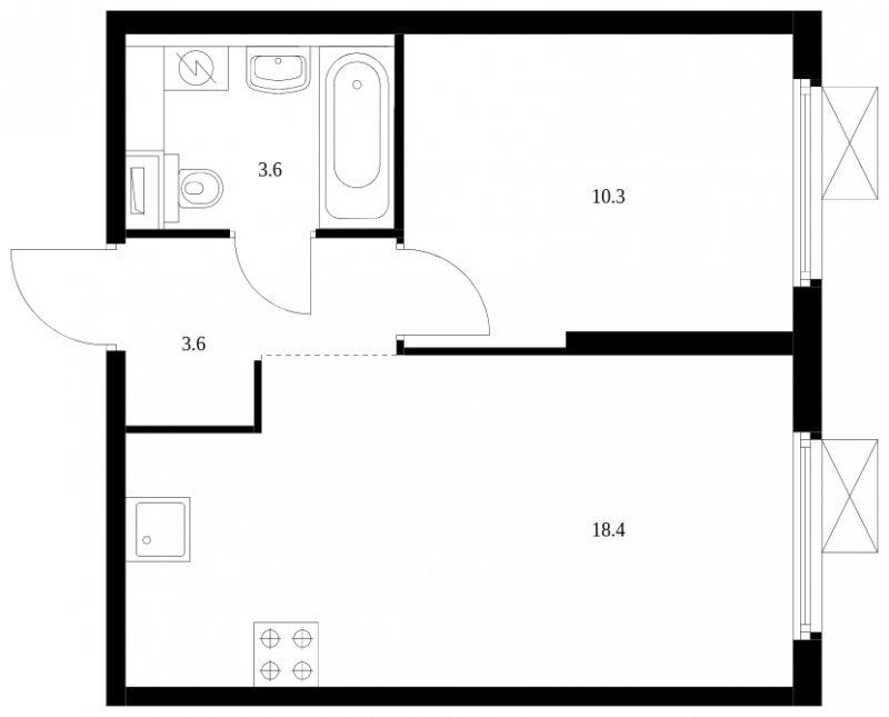 1-комнатная квартира с полной отделкой, 35.9 м2, 20 этаж, сдача 2 квартал 2024 г., ЖК Митинский лес, корпус 1.4 - объявление 1628175 - фото №1