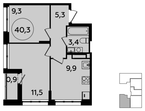 2-комнатная квартира с полной отделкой, 40.3 м2, 12 этаж, сдача 2 квартал 2024 г., ЖК Испанские кварталы, корпус 8.1 - объявление 1633545 - фото №1