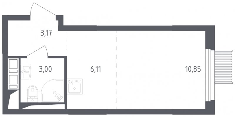 1-комнатная квартира с полной отделкой, 23.13 м2, 15 этаж, сдача 2 квартал 2023 г., ЖК Мытищи Парк, корпус 1 - объявление 1770563 - фото №1