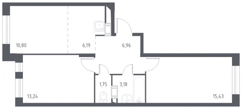 3-комнатная квартира с полной отделкой, 57.55 м2, 16 этаж, сдача 3 квартал 2023 г., ЖК Люберцы, корпус 66 - объявление 1672556 - фото №1