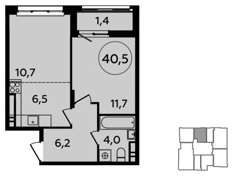 2-комнатная квартира (евро) с частичной отделкой, 40.5 м2, 16 этаж, сдача 1 квартал 2024 г., ЖК Скандинавия, корпус 2.23.1 - объявление 1514605 - фото №1