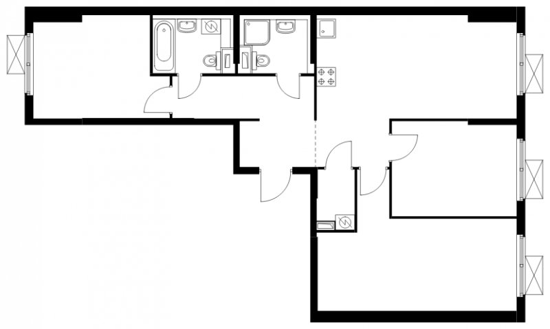 3-комнатная квартира с полной отделкой, 83.9 м2, 5 этаж, сдача 1 квартал 2025 г., ЖК Бунинские луга, корпус 3.8.1 - объявление 1848778 - фото №1