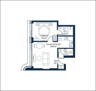 1-комнатная квартира с частичной отделкой, 40.1 м2, 38 этаж, сдача 4 квартал 2023 г., ЖК City Bay, корпус Atlantic Ocean 1 - объявление 1934713 - фото №1