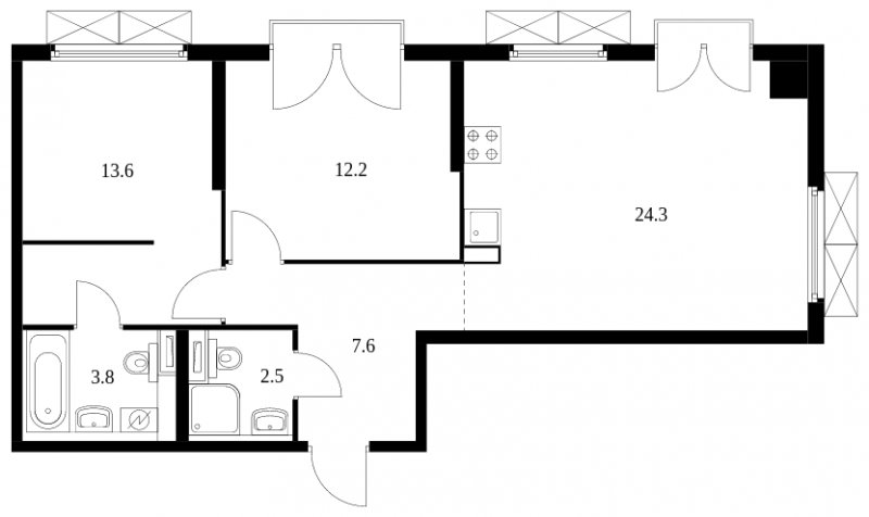 2-комнатная квартира с полной отделкой, 64 м2, 13 этаж, сдача 2 квартал 2024 г., ЖК Академика Павлова, корпус 56 - объявление 1948035 - фото №1