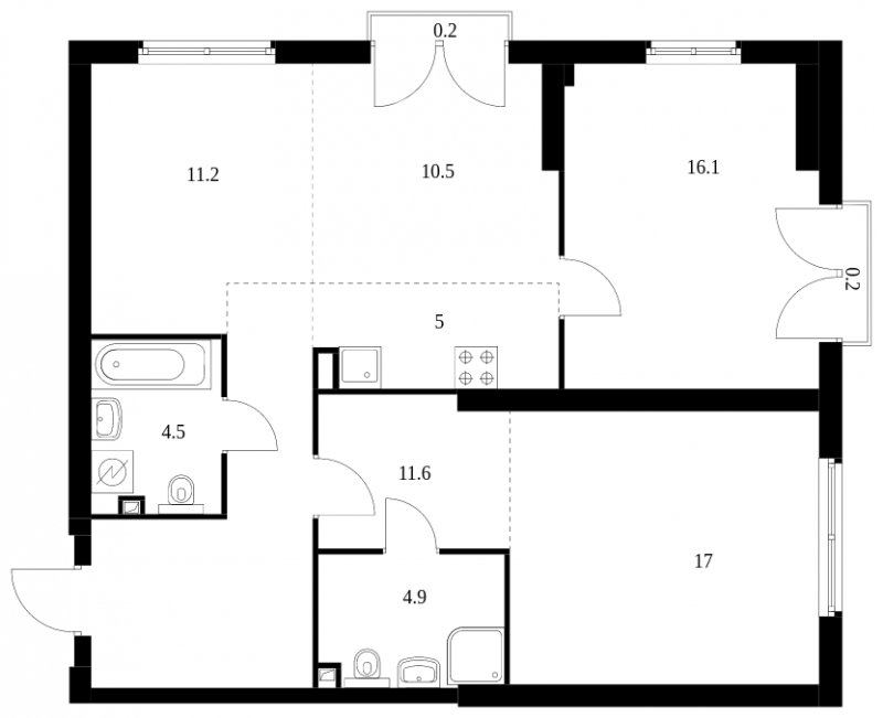 4-комнатная квартира с полной отделкой, 87 м2, 9 этаж, сдача 4 квартал 2023 г., ЖК Руставели 14, корпус 1.2 - объявление 1534680 - фото №1