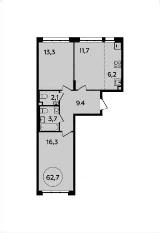 3-комнатная квартира (евро) с полной отделкой, 62.7 м2, 2 этаж, сдача 4 квартал 2023 г., ЖК Испанские кварталы, корпус 8.1 - объявление 1633340 - фото №1