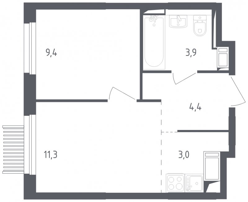 2-комнатная квартира с полной отделкой, 32 м2, 4 этаж, сдача 2 квартал 2025 г., ЖК Мытищи Парк, корпус 4 - объявление 1856559 - фото №1