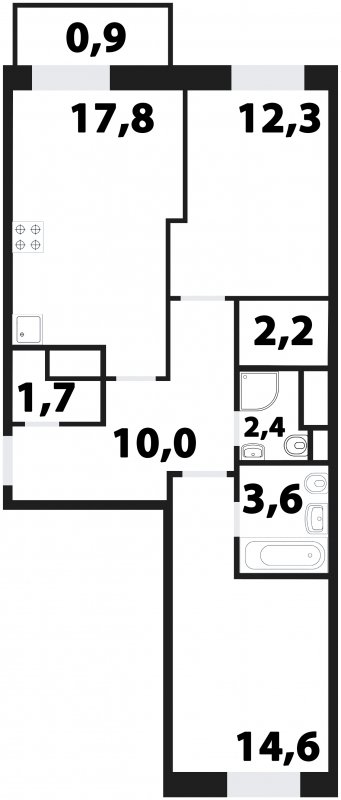 2-комнатная квартира с полной отделкой, 65.5 м2, 5 этаж, дом сдан, ЖК Союзный, корпус 1 - объявление 1791126 - фото №1