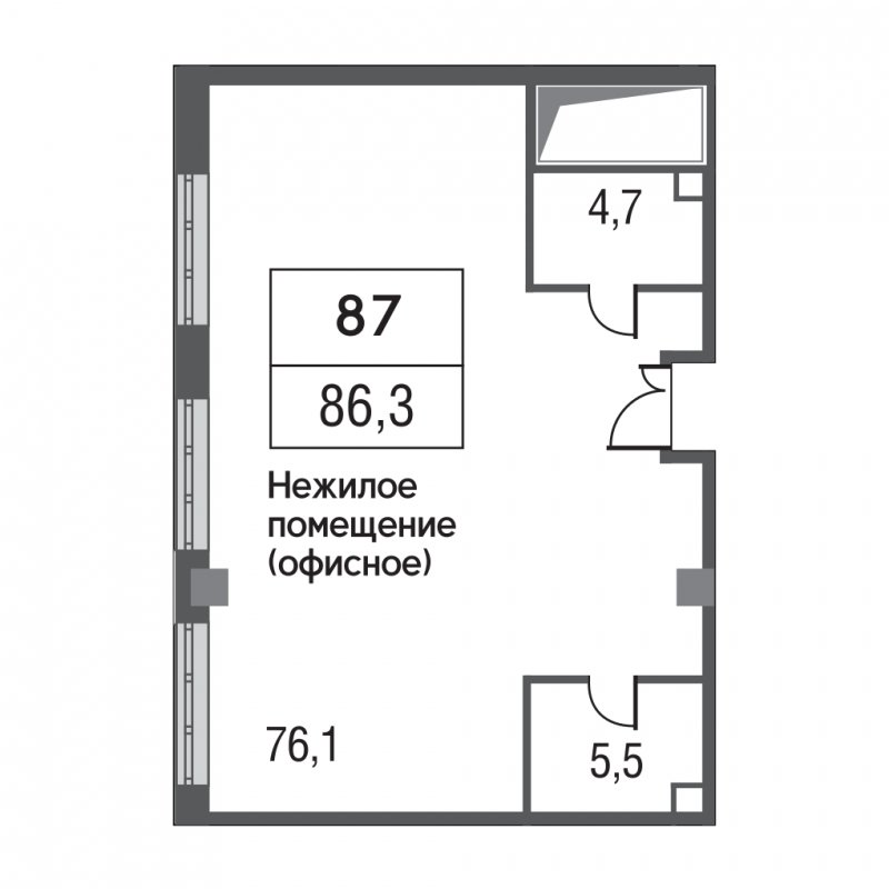1-комнатные апартаменты без отделки, 86.3 м2, 2 этаж, дом сдан, ЖК Silver, корпус 4 - объявление 1173207 - фото №1