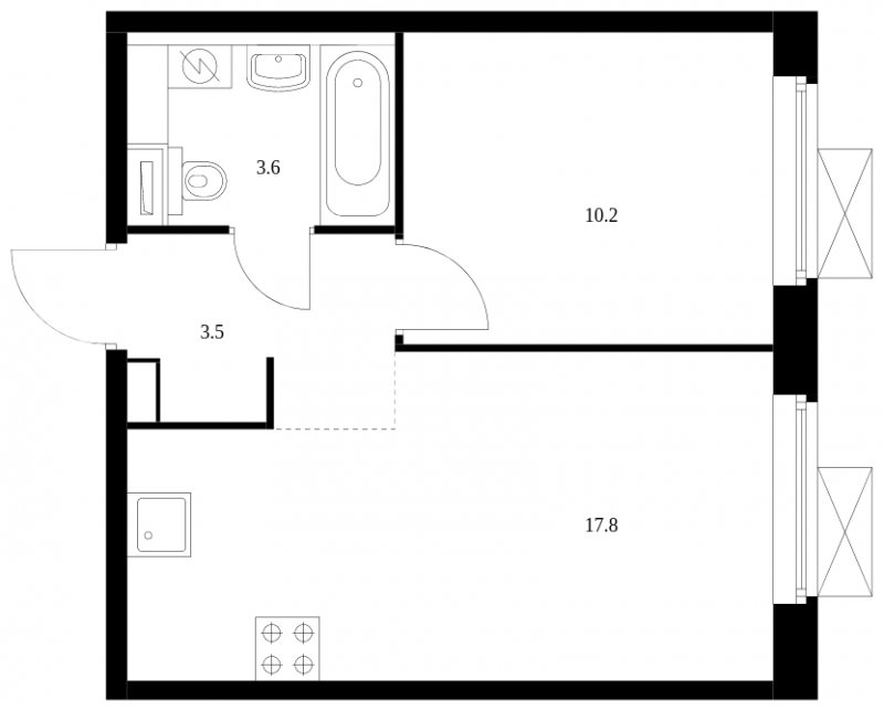 1-комнатная квартира с полной отделкой, 35.1 м2, 2 этаж, сдача 4 квартал 2023 г., ЖК Большая Академическая 85, корпус 2.2 - объявление 1689062 - фото №1