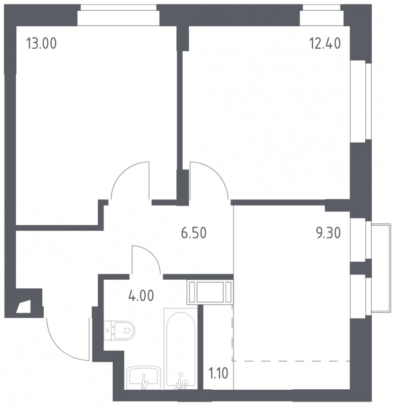 2-комнатная квартира с полной отделкой, 46.3 м2, 10 этаж, сдача 1 квартал 2023 г., ЖК Алхимово, корпус 3.1 - объявление 1457059 - фото №1