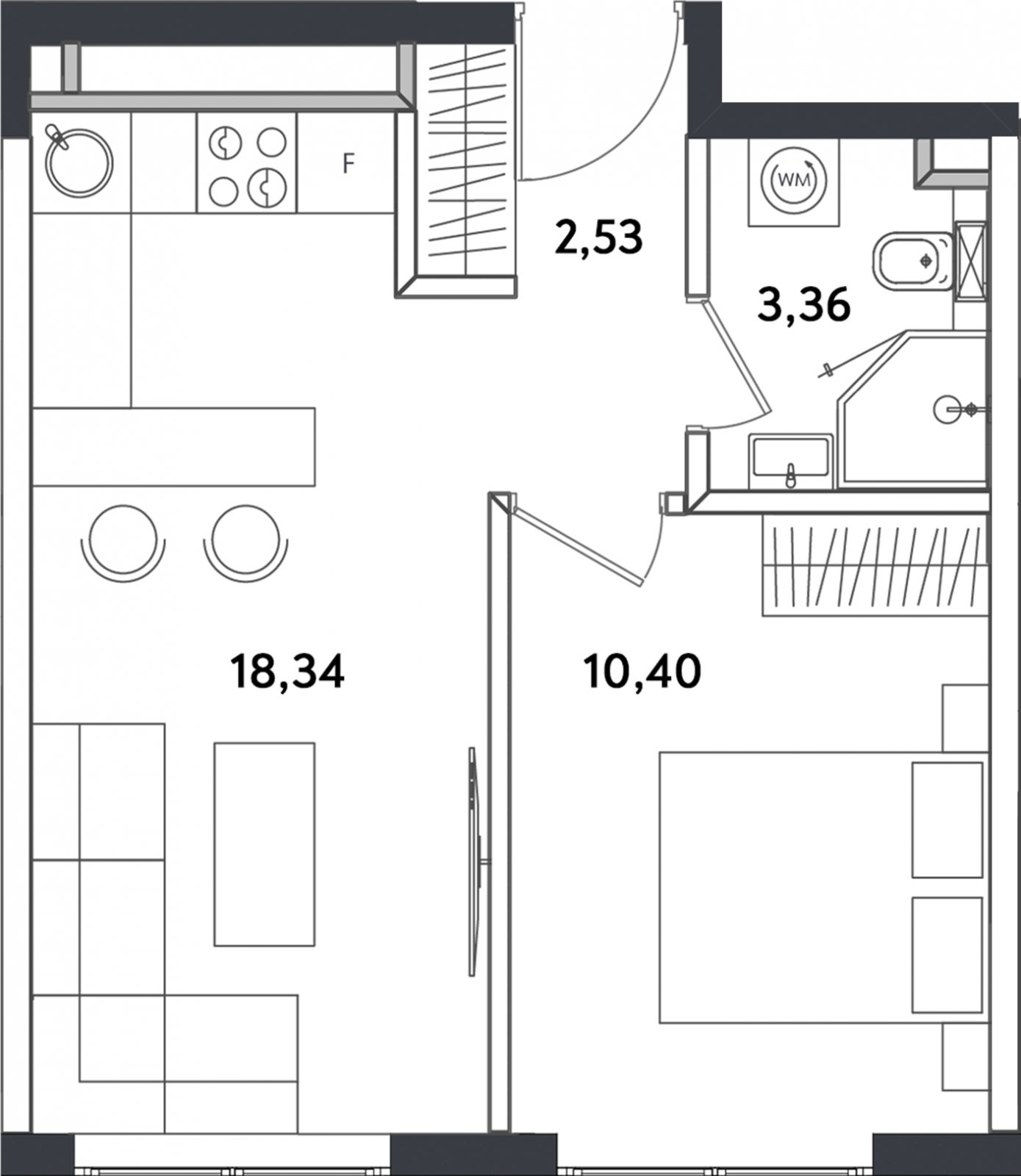 2-комнатные апартаменты с полной отделкой, 35.33 м2, 20 этаж, сдача 4 квартал 2024 г., ЖК Измайловский парк, корпус 1 - объявление 2335463 - фото №1