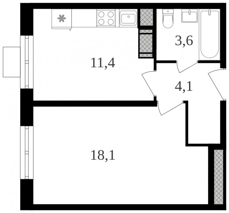 1-комнатная квартира с полной отделкой, 37.2 м2, 10 этаж, сдача 2 квартал 2024 г., ЖК Октябрьское Поле, корпус 1.3 - объявление 1769106 - фото №1
