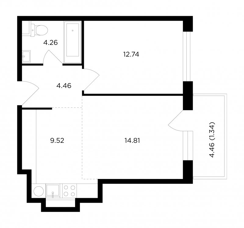 2-комнатная квартира без отделки, 47.13 м2, 2 этаж, сдача 1 квартал 2023 г., ЖК TopHILLS, корпус 6 - объявление 1843218 - фото №1