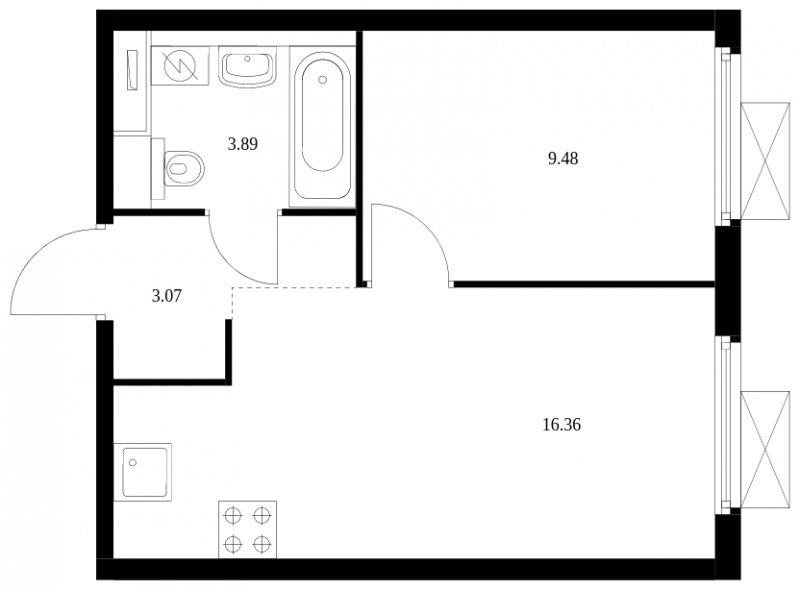 1-комнатная квартира с полной отделкой, 32.8 м2, 33 этаж, сдача 2 квартал 2024 г., ЖК Матвеевский Парк, корпус 1.1 - объявление 1681233 - фото №1